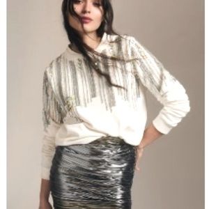 Anthropologie Let Me Be Disco Sequin Sweatshirt